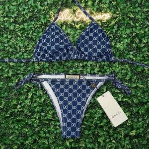 Gucci Blue GG Monogram Triangle Bikini Set